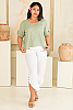 Linen Pullover Sage Green Front