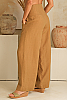 High Waist Linen Flood Pant Tobacco Side