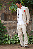 Mens Custom Linen Full Suit Beach Weddings & Grooms Natural Alt