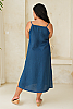 Kokomo Linen Dress Indigo Blue Back