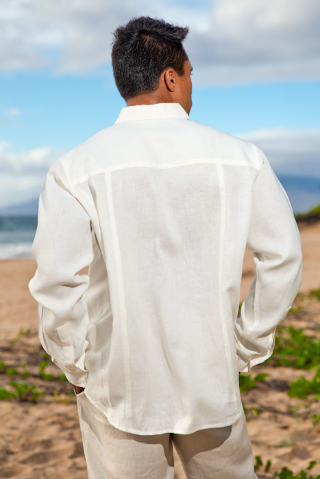 Men's Linen Long Sleeve Slim Fit Travel Shirt - Island Importer