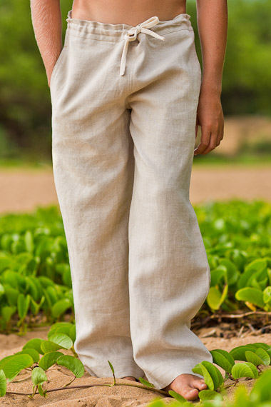 Boy's Linen Drawstring Dress Pants - Loose Fit - Island Importer