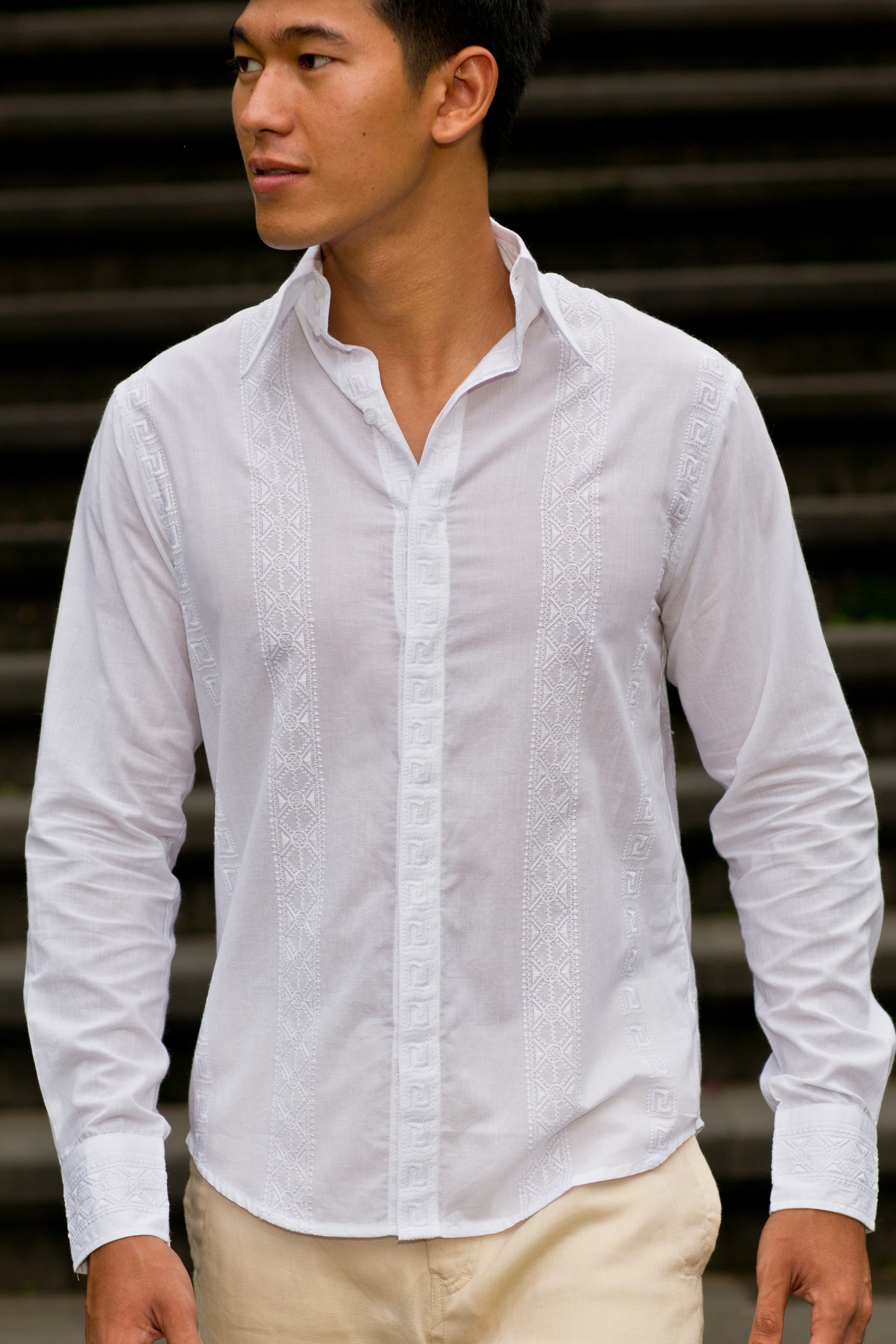 White Bamboo Wedding Men's Rayon Shirt