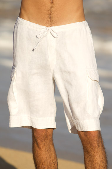 Men's White Linen Blend Cargo Shorts – Threadbare