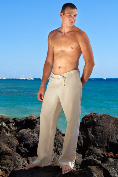 Men S Natural Linen Drawstring Pants Loose Fit Island Importer