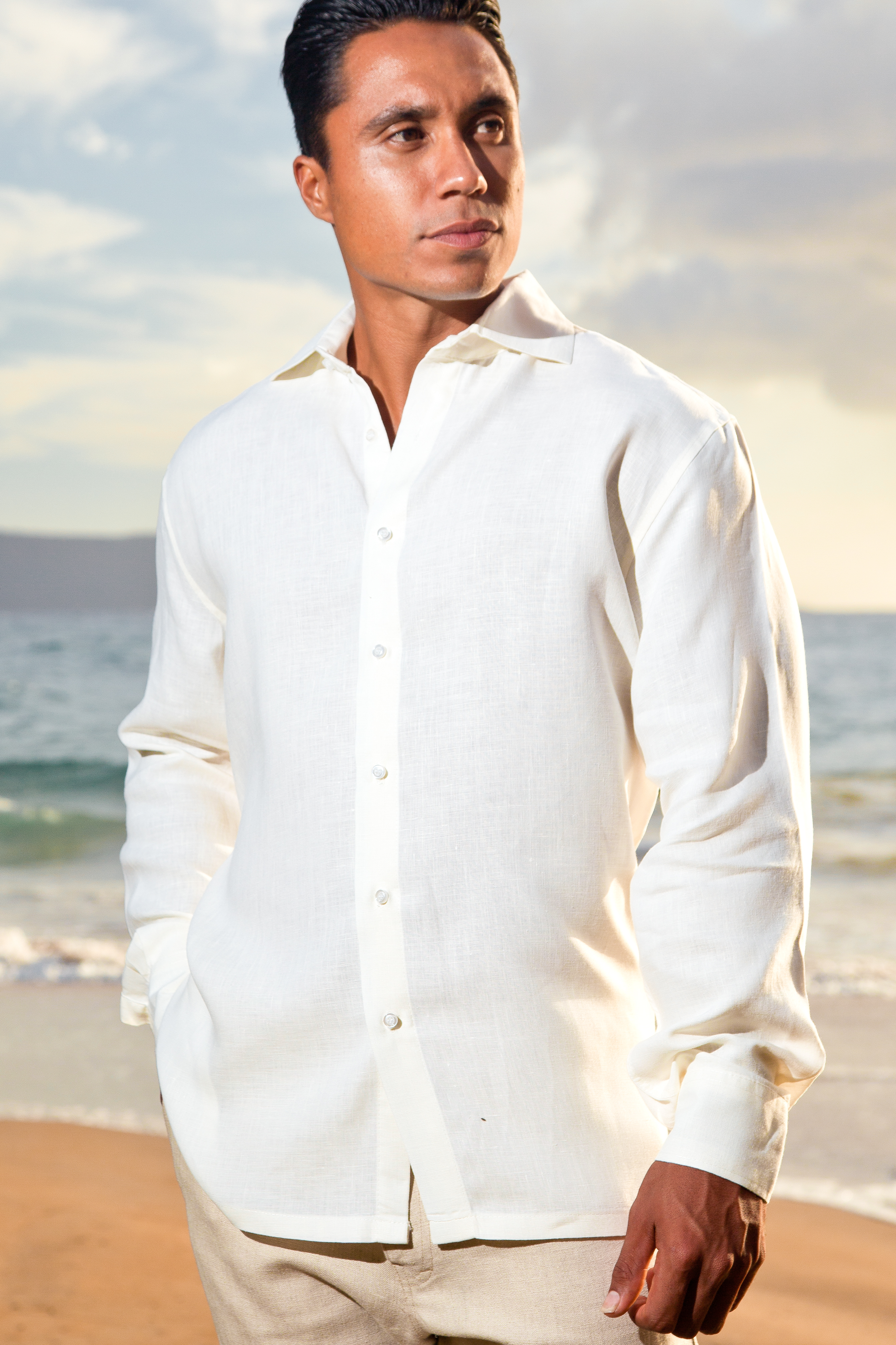 Men's Linen Long Sleeve Italian Shirt - Island Importer