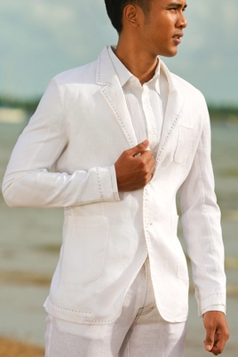 Island Importer Men's Bamboo Long Sleeve White Italian Shirt - Beach Wedding